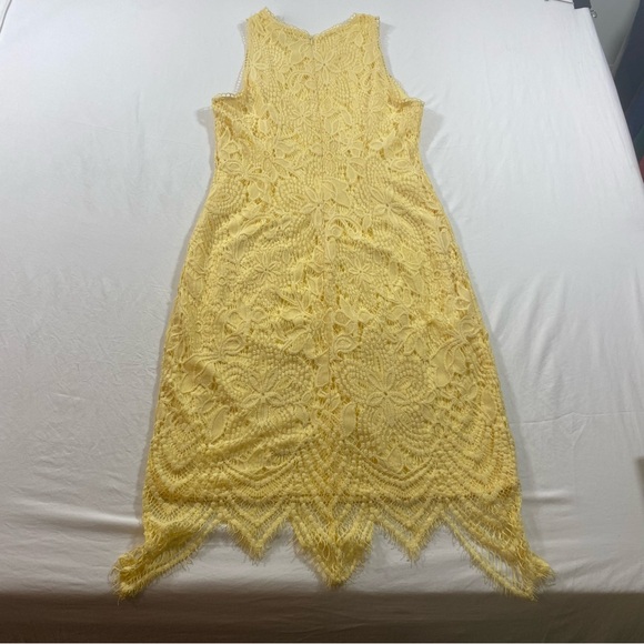 Est 1946 Yellow Dress women’s 8 lace overlay sleeveless high neck Sheath zipper - Picture 2 of 7